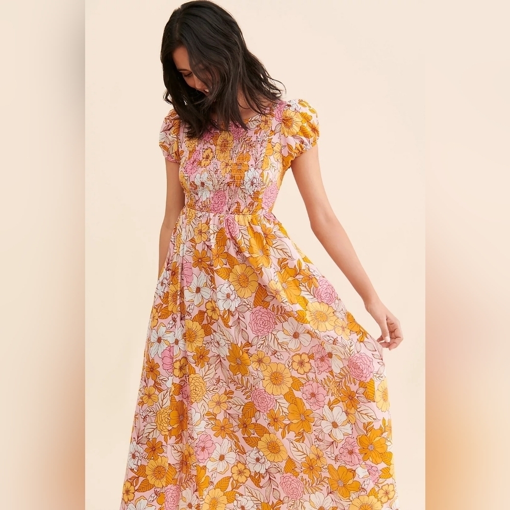Anthropologie Kachel Smocked Floral Maxi Dress - Picture 3 of 14